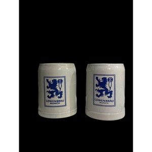 Vtg German Lowenbrau Munchen Beer Stein Mug .5L  Stoneware Set Of 3 West Germany